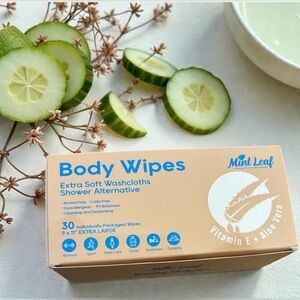 Mint Leaf Body Cleansing Wipes for Adults with Vitamin E and Aloe Vera 30 Count